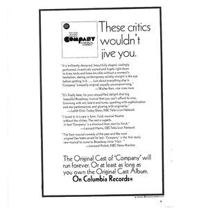 Company Musical Comedy Columbia Records Advertisement 1970s Vintage Print Ad 9in